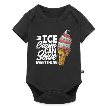 Amateurs de glaces - la crème glacée peut tout résoudre - Body à manches courtes Premium Bébé - noir - Devant