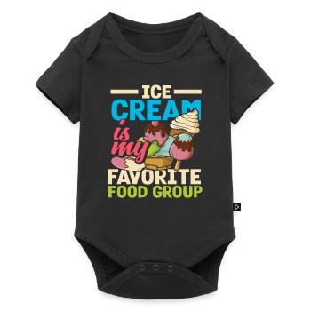 La crème glacée est ma saveur préférée - Body à manches courtes Premium Bébé - noir - Devant