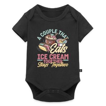 Couples d’amateurs de glaces profitant ensemble - Body à manches courtes Premium Bébé - noir - Devant