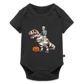 Halloween Skeleton Riding Dinosaur - Baby Premium short-sleeve bodysuit - black - Front