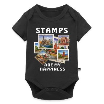 STAMPS ARE MY HAPPINESS - Baby Premium short-sleeve bodysuit - black - Front