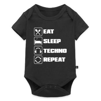 Eat Sleep Techno Repeat Für Techno Lover - Baby Premium Kurzarmbody - Schwarz - Vorne