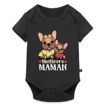 Bouledogue Français Duo Mère Fille - Body à manches courtes Premium Bébé - noir - Devant