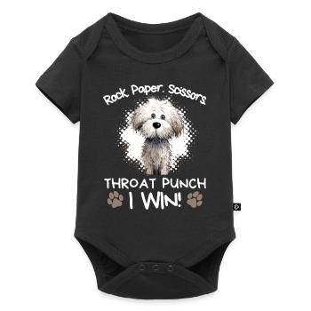 Roche Papier Ciseaux Gorge Punch Bichon Frise Chien - Body à manches courtes Premium Bébé - noir - Devant