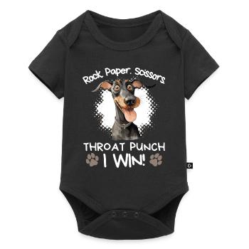 Rock Paper Scissors Dobermann Sarkastisch - Baby Premium Kurzarmbody - Schwarz - Vorne