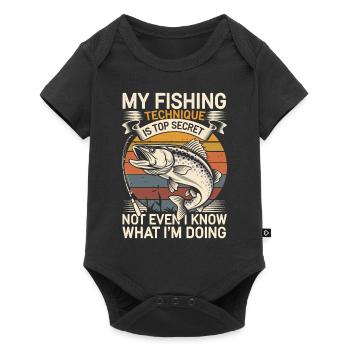 Pêcheur drôle de dicton pêche - Body à manches courtes Premium Bébé - noir - Devant