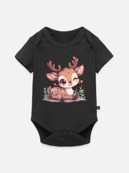 Hirsche Hirsch - Baby Premium Kurzarmbody - Schwarz