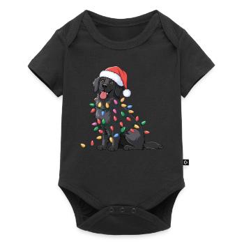 Flat Coated Retriever Christmas Lights Xmas Dogs - Baby Premium short-sleeve bodysuit - black - Front