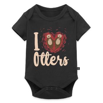 Otter Heart I Love Otters - Baby Premium short-sleeve bodysuit - black - Front