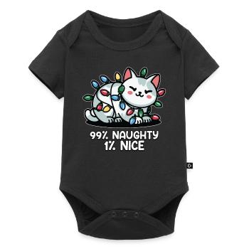 99% Naughty Funny Christmas Cat Fairy Lights - Baby Premium short-sleeve bodysuit - black - Front