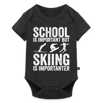 School is important but skiing is importanter - Baby Premium short-sleeve bodysuit - black - Front