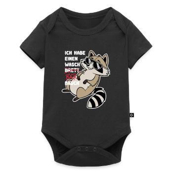 Ich habe einen Waschbrett Bauch - Waschbär - Baby Premium Kurzarmbody - Schwarz - Vorne