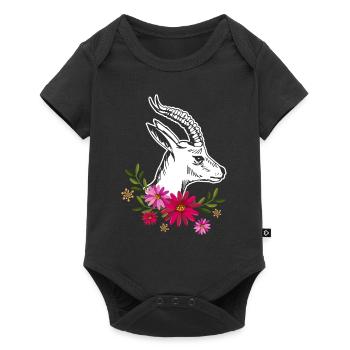 Antelope With Flowers - Baby Premium short-sleeve bodysuit - black - Front
