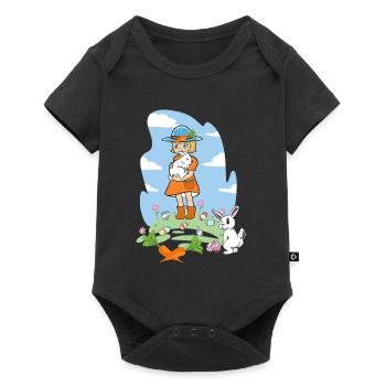 Happy Easter Bunnies Girl Rabbit Easter Bunny - Baby Premium short-sleeve bodysuit - black - Front