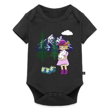 Fille Lapin Lapin Montagnes Nature Enfants Enfant - Body à manches courtes Premium Bébé - noir - Devant