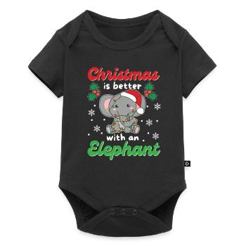Christmas is better with an elephant - Baby Premium short-sleeve bodysuit - black - Front