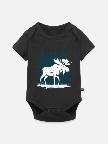 Elch - Baby Premium Kurzarmbody - Schwarz