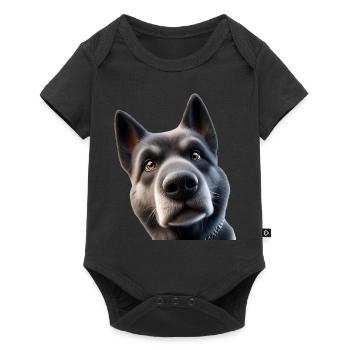 Hund Kopf 2 - Baby Premium Kurzarmbody - Schwarz - Vorne