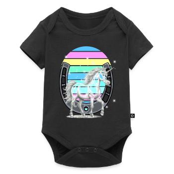 Unicorn Unicorns Rainbow Horse Horses - Baby Premium short-sleeve bodysuit - black - Front