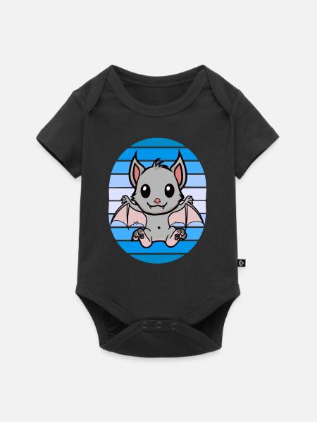 Retro Fledermaus Fledermäuse - Baby Premium Kurzarmbody - Schwarz