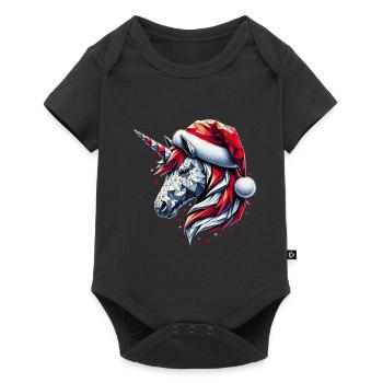 Polygon Art - Unicorn with Santa Hat - Baby Premium short-sleeve bodysuit - black - Front