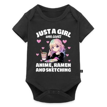 Juste une fille qui aime les ramen animés et le croquis - Body à manches courtes Premium Bébé - noir - Devant