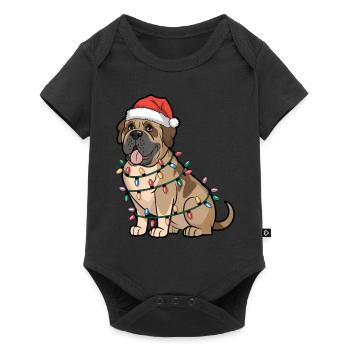 Mastiff Noël Lumières Noël Chiens Cadeaux - Body à manches courtes Premium Bébé - noir - Devant