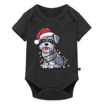 Miniature Schnauzer Christmas Lights Xmas Dogs - Baby Premium Kurzarmbody - Schwarz - Vorne