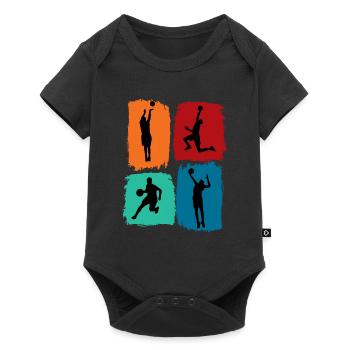 Basketball, basketteur, basketteur, sport rétro, design - Body à manches courtes Premium Bébé - noir - Devant