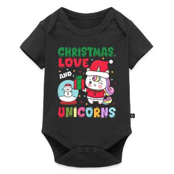 Licorne Chevaux Cavaliers Noël Amour Équitation - Body à manches courtes Premium Bébé - noir - Devant