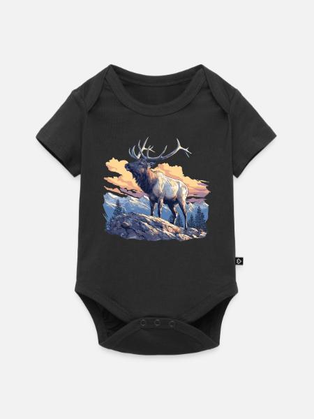 Elche Elch - Baby Premium Kurzarmbody - Schwarz