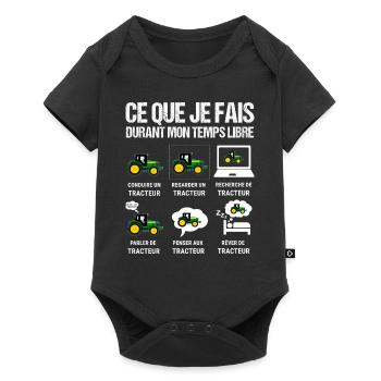 Ce que je fais durant mon je peux pas jai Tracteur - Body à manches courtes Premium Bébé - noir - Devant