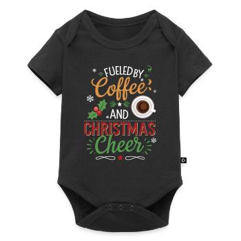 Alimenté par le café et la joie de Noël - Body à manches courtes Premium Bébé - noir - Devant
