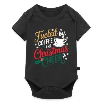 Alimenté par le café et la joie de Noël - Body à manches courtes Premium Bébé - noir - Devant