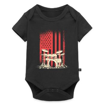 American Flag With Drums Silhouette - Baby Premium short-sleeve bodysuit - black - Front
