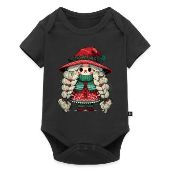 Gnome Fille Festive en Scandinave - Body à manches courtes Premium Bébé - noir - Devant