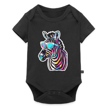Lustiges Zebra mit Sonnenbrille für einen Zebra - Baby Premium Kurzarmbody - Schwarz - Vorne