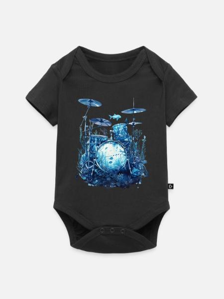 Fisch Trommeln - Baby Premium Kurzarmbody - Schwarz