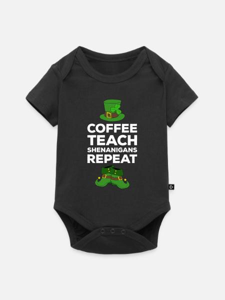 Happy St. Patrick's Day Kleeblätter - Baby Premium Kurzarmbody - Schwarz