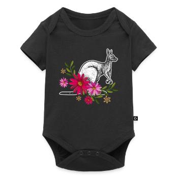 Kangaroo With Flowers - Baby Premium short-sleeve bodysuit - black - Front
