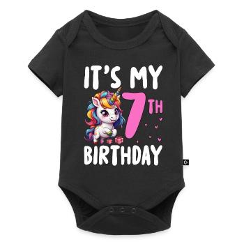 It's My 7th Birthday - Baby Premium Kurzarmbody - Schwarz - Vorne
