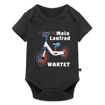 Mein Laufrad WARTET - Baby Premium Kurzarmbody - Schwarz - Vorne