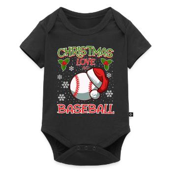 Joueur de baseball équipe club Noël amour - Body à manches courtes Premium Bébé - noir - Devant