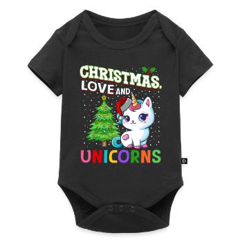 Licorne Chevaux Cavaliers Noël Amour Équitation - Body à manches courtes Premium Bébé - noir - Devant