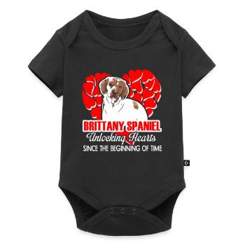 Brittany Spaniel Unlocking Hearts - Baby Premium short-sleeve bodysuit - black - Front