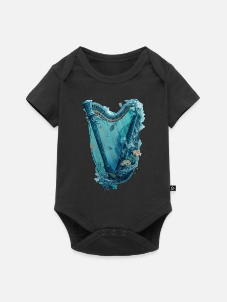 Fisch Harfe - Baby Premium Kurzarmbody - Schwarz