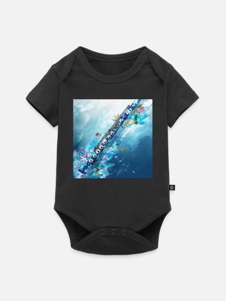 Fisch Flöte - Baby Premium Kurzarmbody - Schwarz