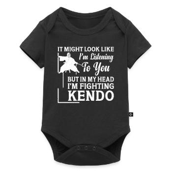 Lutteur de Kendo - mais dans ma tête, je me bats contre le Kendo - Body à manches courtes Premium Bébé - noir - Devant