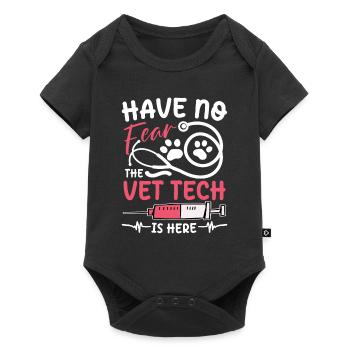 The Vet Tech Is Here für einen Hundfriseur - Baby Premium Kurzarmbody - Schwarz - Vorne