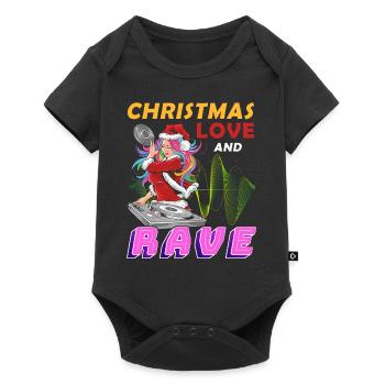 Noël Disco, Rave, Techno, House, Goa, Fête - Body à manches courtes Premium Bébé - noir - Devant